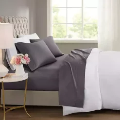 Kirklands Home Bed Sheets|Dark Rich Cooling Cotton Queen Sheet Set Gray
