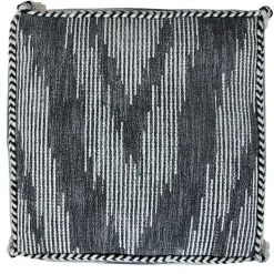 Online Dark Gray Tasseled Static Geo Cotton Square Pouf Poufs & Floor Cushions