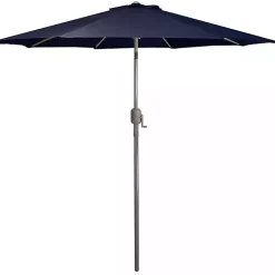Kirklands Home Outdoor Accent Furniture|Dark Navy Tilt Hand Crank Outdoor Umbrella