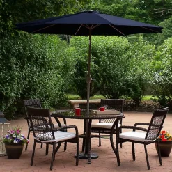Kirklands Home Outdoor Accent Furniture|Dark Navy Tilt Hand Crank Outdoor Umbrella