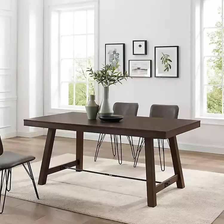 Kirklands Home Dining Tables|Dark Oak Wood Rustic Dining Table
