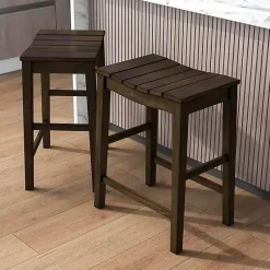 Kirklands Home Bar Stools & Counter Height Stools|Dark Oak Wood Whitcombe Counter Stools, Set of 2 Brown