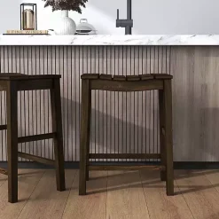 Kirklands Home Bar Stools & Counter Height Stools|Dark Oak Wood Whitcombe Counter Stools, Set of 2 Brown