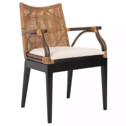 Kirklands Home Accent Chairs|Dark Rattan and Mahogany Gianni Accent Chair Brown