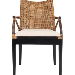 Kirklands Home Accent Chairs|Dark Rattan and Mahogany Gianni Accent Chair Brown