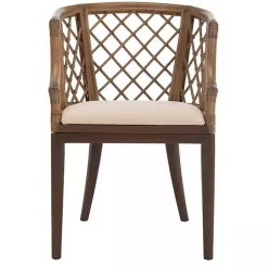 Kirklands Home Accent Chairs|Dark Rattan Curved Back Carlotta Accent Chair Brown