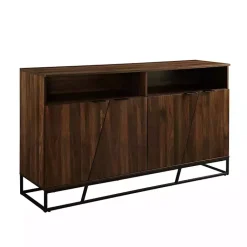 Kirklands Home Cabinets & Sideboards|Dark Walnut Angled Door Wooden Sideboard Cabinet Brown