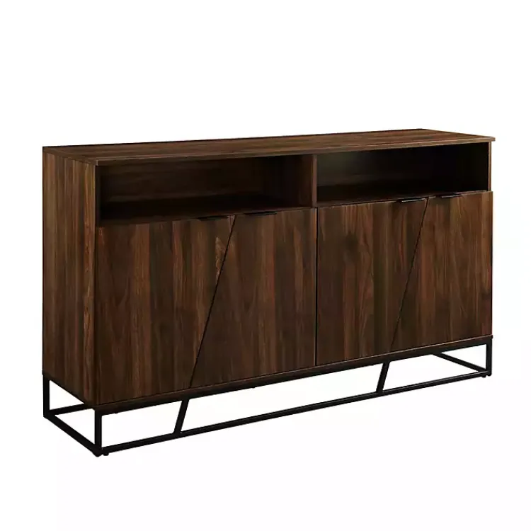 Kirklands Home Cabinets & Sideboards|Dark Walnut Angled Door Wooden Sideboard Cabinet Brown