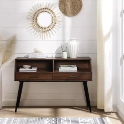 Kirklands Home Console Tables|Dark Walnut 2-Drawer Henry Console Table Brown