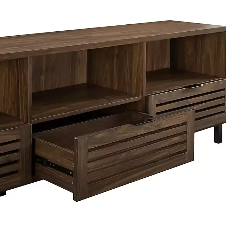 Kirklands Home Tv Stands & Media Consoles|Dark Walnut Rustic Slat Door TV Stand, 70 in. Brown