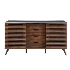 Kirklands Home Cabinets & Sideboards|Dark Walnut Slatted 4-Drawer Cabinet Brown