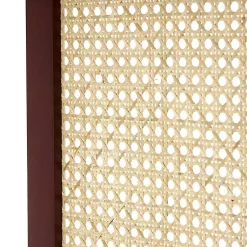 Online Dark Wood & Rattan Arched Trifold Room Divider Decorative Accents