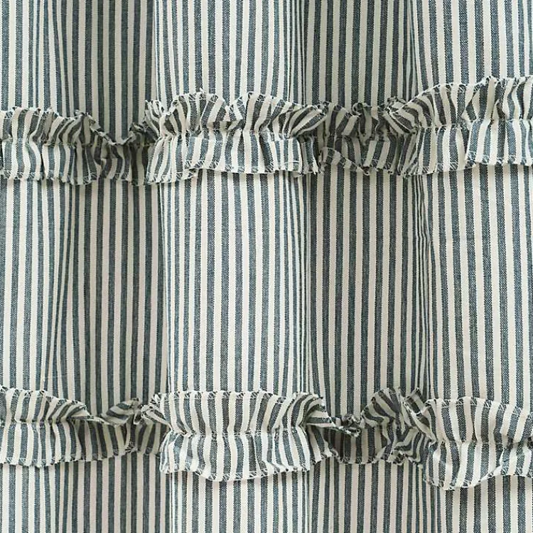 Kirklands Home Shower Curtains|Denim Vintage Stripe Shower Curtain Blue