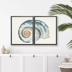 Kirklands Home Framed Art|Diptych Shell Framed Art Print, Set of 2 Blue