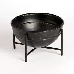 Online Distressed Metal Decorative Bowl with Stand Decorative Bowls & Jars