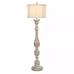 Kirklands Home Floor Lamps|Distressed Cream Spindle Floor Lamp Ivory