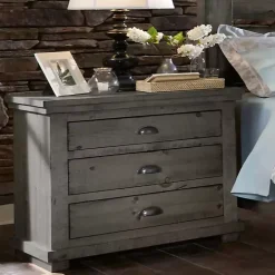 Kirklands Home Nightstands|Distressed Dark Wooden Willow Nightstand Gray