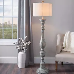 Kirklands Home Floor Lamps|Distressed Eloise Floor Lamp Ivory