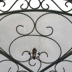 Distressed Fleur De Lis Three-Panel Fire Screen Fireplace Accessories