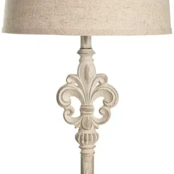 Kirklands Home Floor Lamps|Distressed Fleur-de-lis Floor Lamp Tan