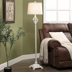 Kirklands Home Floor Lamps|Distressed Fleur-de-lis Floor Lamp Tan