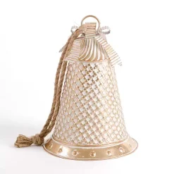 Online Distressed Gold and White Bell, 14 in. Christmas Decorations