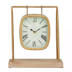 New Distressed Gold Frame Square Tabletop Clock Decorative Accents