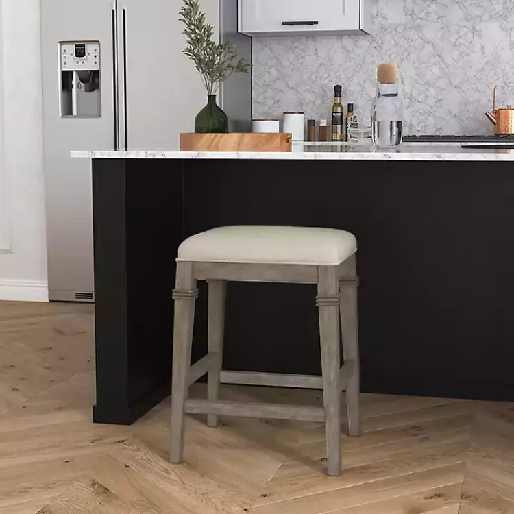 Kirklands Home Bar Stools & Counter Height Stools|Distressed Gray and Beige Counter Stool