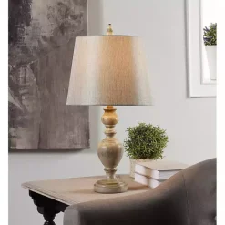 Kirklands Home Table Lamps|Distressed and Cream Table Lamp Gray