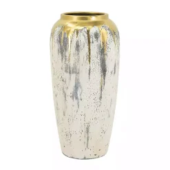 Discount Distressed Gray Vase with Gold Splatter, 14 in. Vases