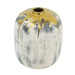 Outlet Distressed Gray Vase with Gold Splatter, 8 in. Vases