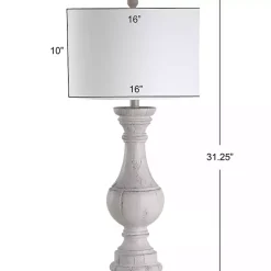 Kirklands Home Table Lamps|Distressed Ivory Faux Wood Table Lamps, Set of 2 White
