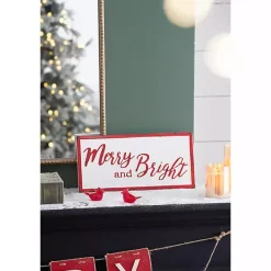 Sale Distressed Merry and Bright Wall Plaque Christmas Art & Wall Decor