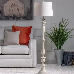 Kirklands Home Floor Lamps|Distressed Taupe Finish Floor Lamp White