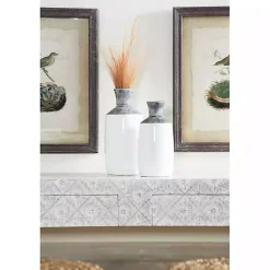 Outlet Distressed Two-Tone Stoneware Vases, Set of 2 Vases