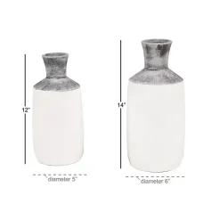 Outlet Distressed Two-Tone Stoneware Vases, Set of 2 Vases