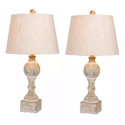 Kirklands Home Table Lamps|Distressed Candlestick Table Lamps, Set of 2 White