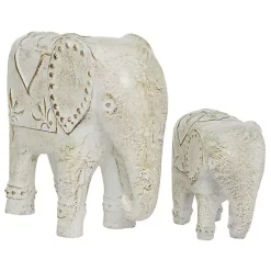 Sale Distressed Carved Elephant Statues, Set of 2 Statues & Figurines