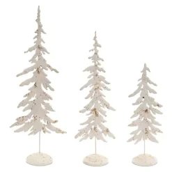 Best Distressed White Metal Pine Trees, Set of 3 Christmas Decorations