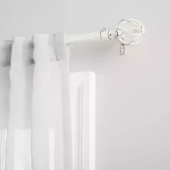 Kirklands Home Curtain Rods & Hardware|Distressed White Open Sphere Curtain Rod, 120 in.