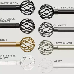 Kirklands Home Curtain Rods & Hardware|Distressed White Open Sphere Curtain Rod, 120 in.