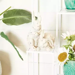 Kirklands Home Garden Statues|Distressed Rabbits Statue White