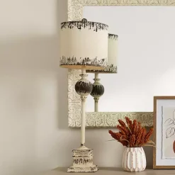 Kirklands Home Buffet Lamps|Distressed White Square Base Buffet Lamp