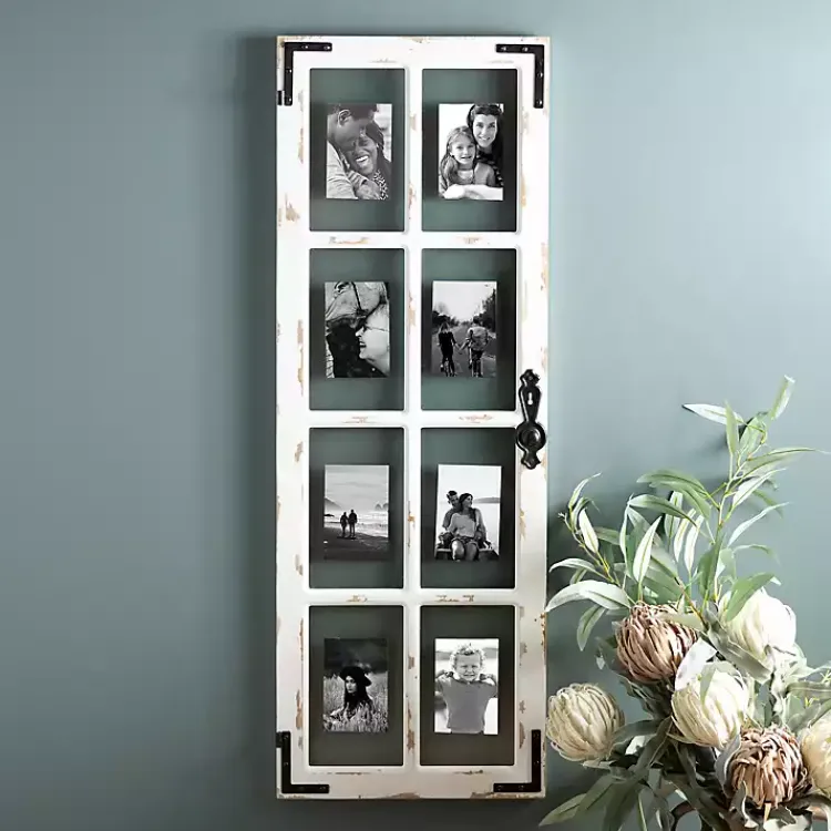 Online Distressed Wood and Metal Windowpane Collage Frame Collage Frames