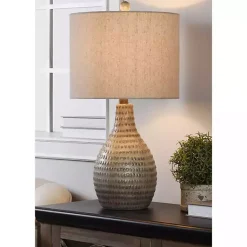 Kirklands Home Table Lamps|Earth Tone Oak Table Lamp Gray
