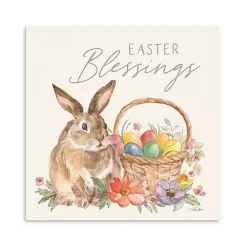 Best Easter Blessings Bunny and Basket Canvas Art Print Easter Decorations
