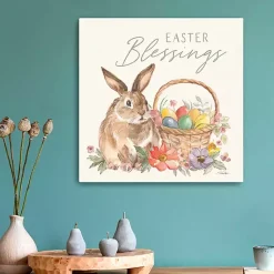 Best Easter Blessings Bunny and Basket Canvas Art Print Easter Decorations