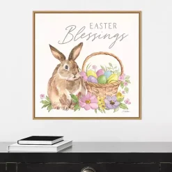 Clearance Easter Blessings Bunny Framed Canvas Art Print Easter Decorations