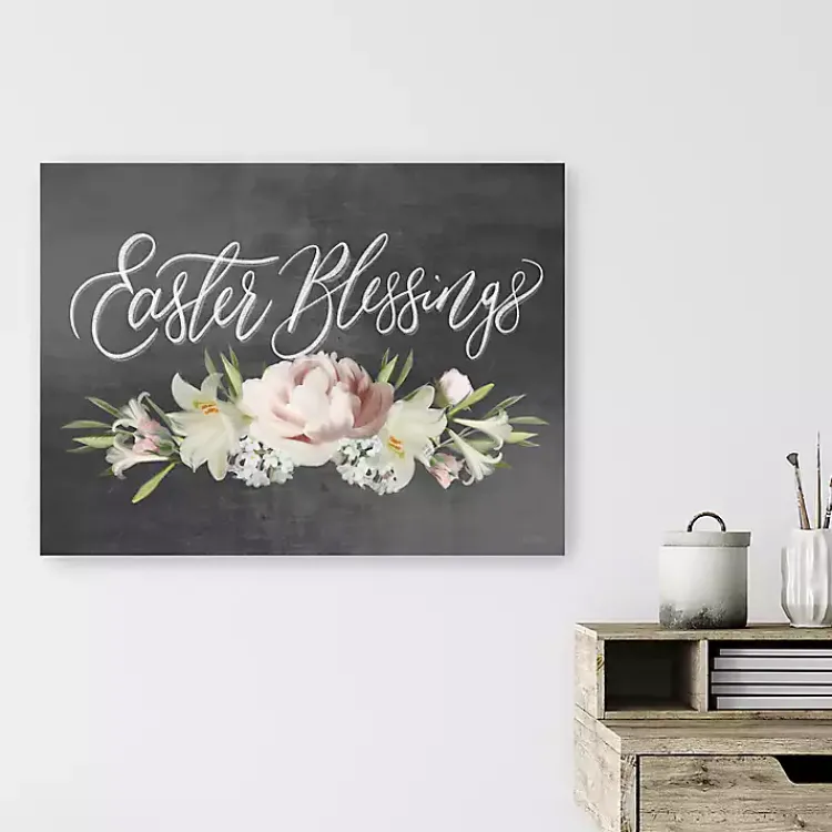 Best Easter Blessings Floral Chalk Canvas Art Print Easter Decorations