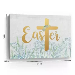 Easter Cross Wildflower Canvas Art Print, 18x24 Easter Decorations